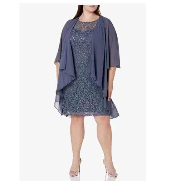 sl fashions women's embellished tiered jacket dress S.L. Fashions Dresses (SLNY) 9255286 - Knee-length 100% Polyester A-line  Dress
